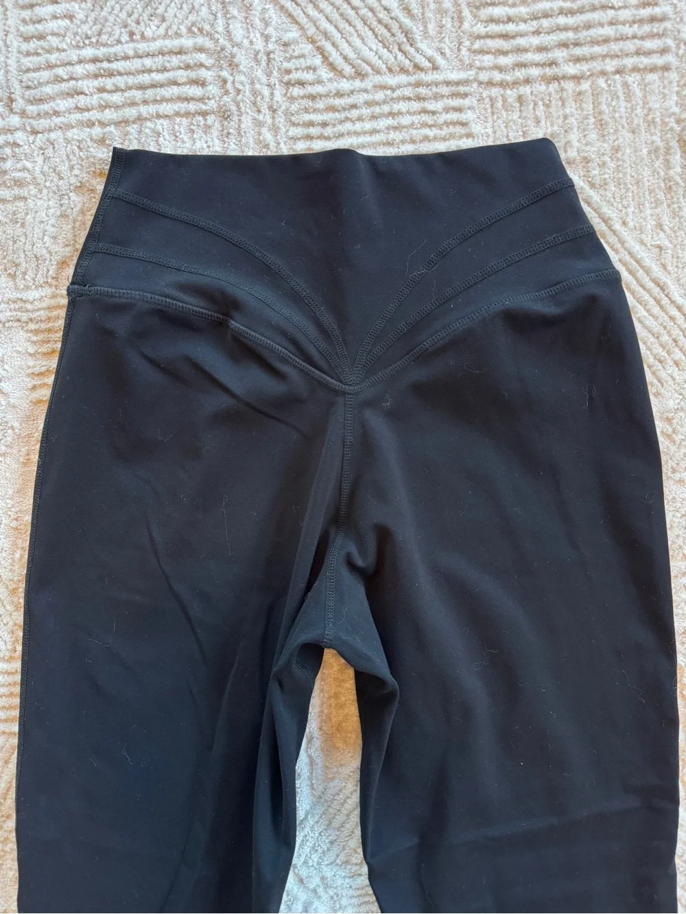 AOXJOX Black High Waisted Sculpting Leggings Medium M Gym Yoga Booty Contour - Picture 5 of 12